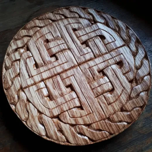 Oak carved replica of one found in St. Davids (Pembrokeshire)